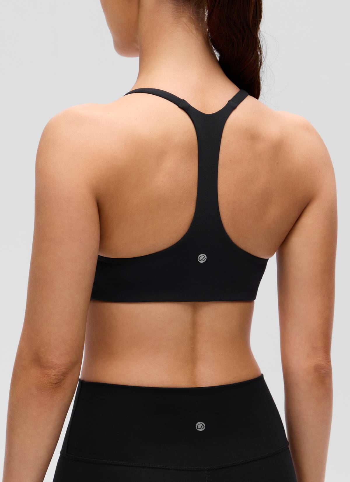 CRZ YOGA Women's Butterluxe V Neck  Racerback Thin Straps Sports Bra Black