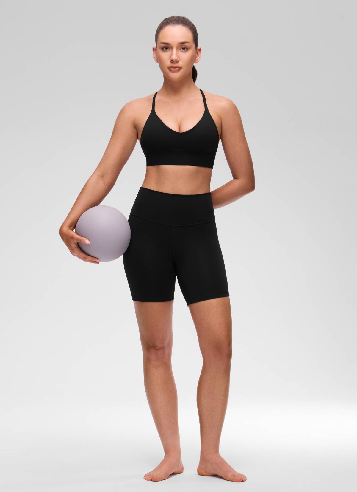 CRZ YOGA Women's Butterluxe Yoga V Neck Cross Back Longline Sports Bra Black