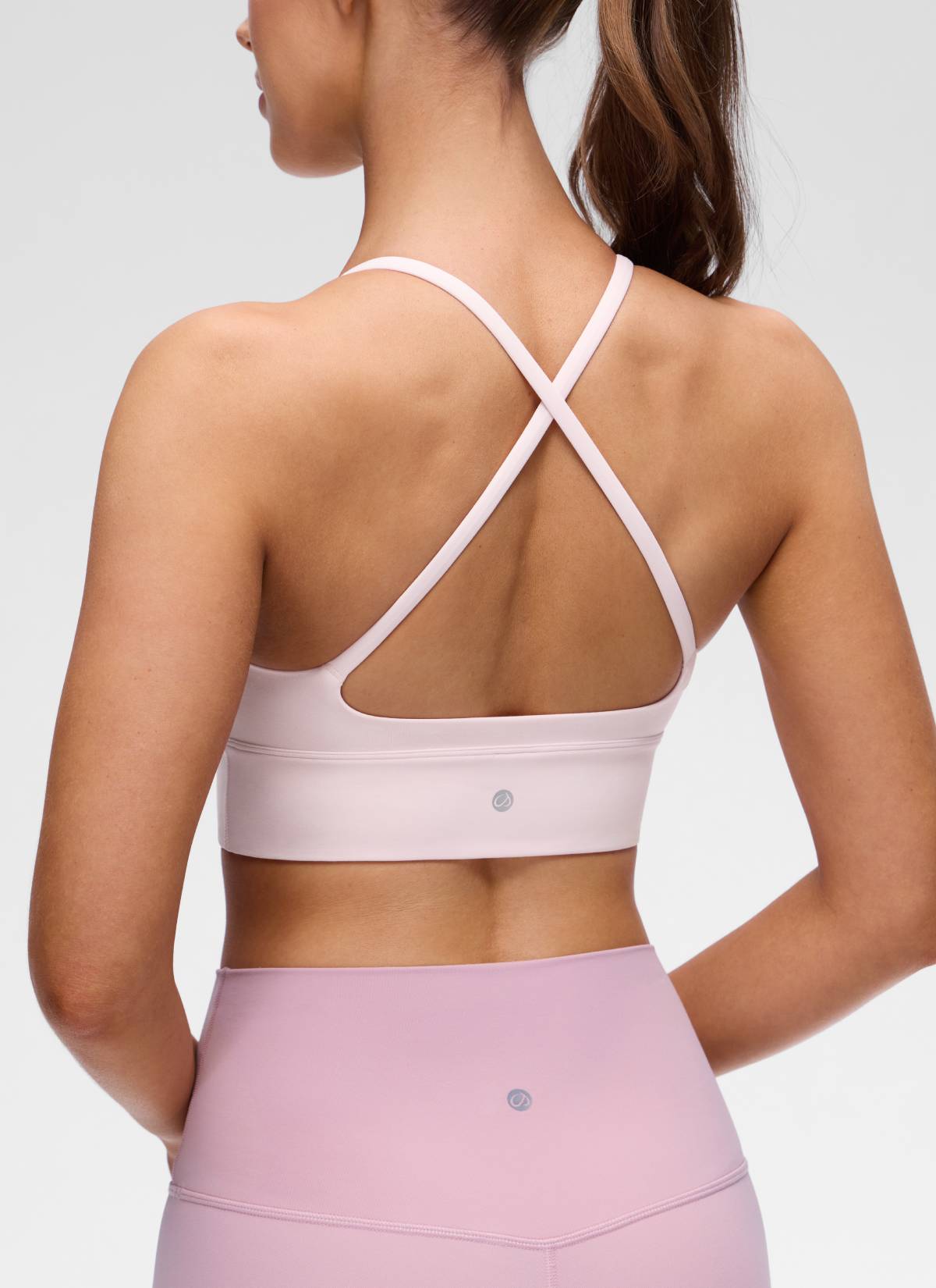 CRZ YOGA Women's Butterluxe Yoga V Neck Cross Back Longline Sports Bra Strawberry Pink