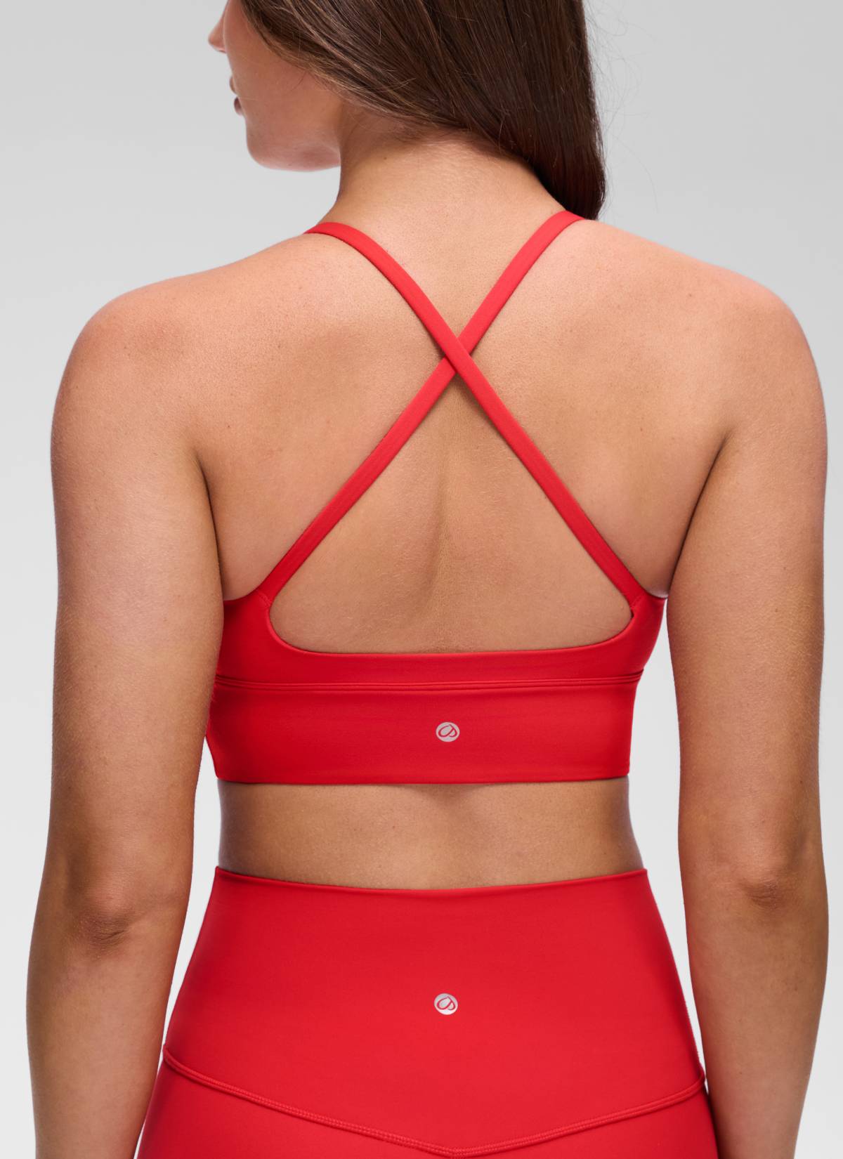CRZ YOGA Women's Butterluxe Yoga V Neck Cross Back Longline Sports Bra Deep Red