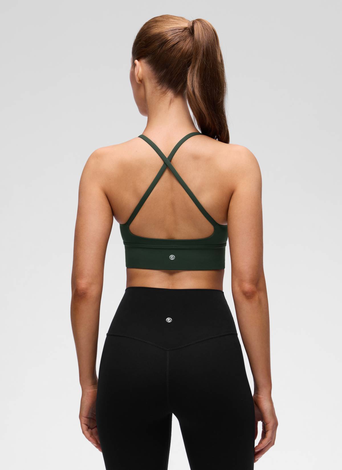 CRZ YOGA Women's Butterluxe Yoga V Neck Cross Back Longline Sports Bra Legend Green