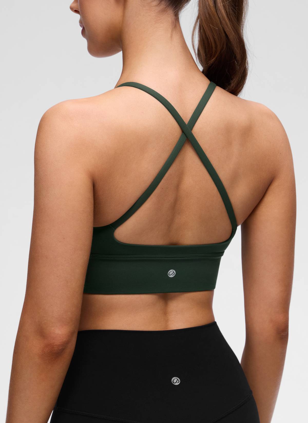 CRZ YOGA Women's Butterluxe Yoga V Neck Cross Back Longline Sports Bra Legend Green