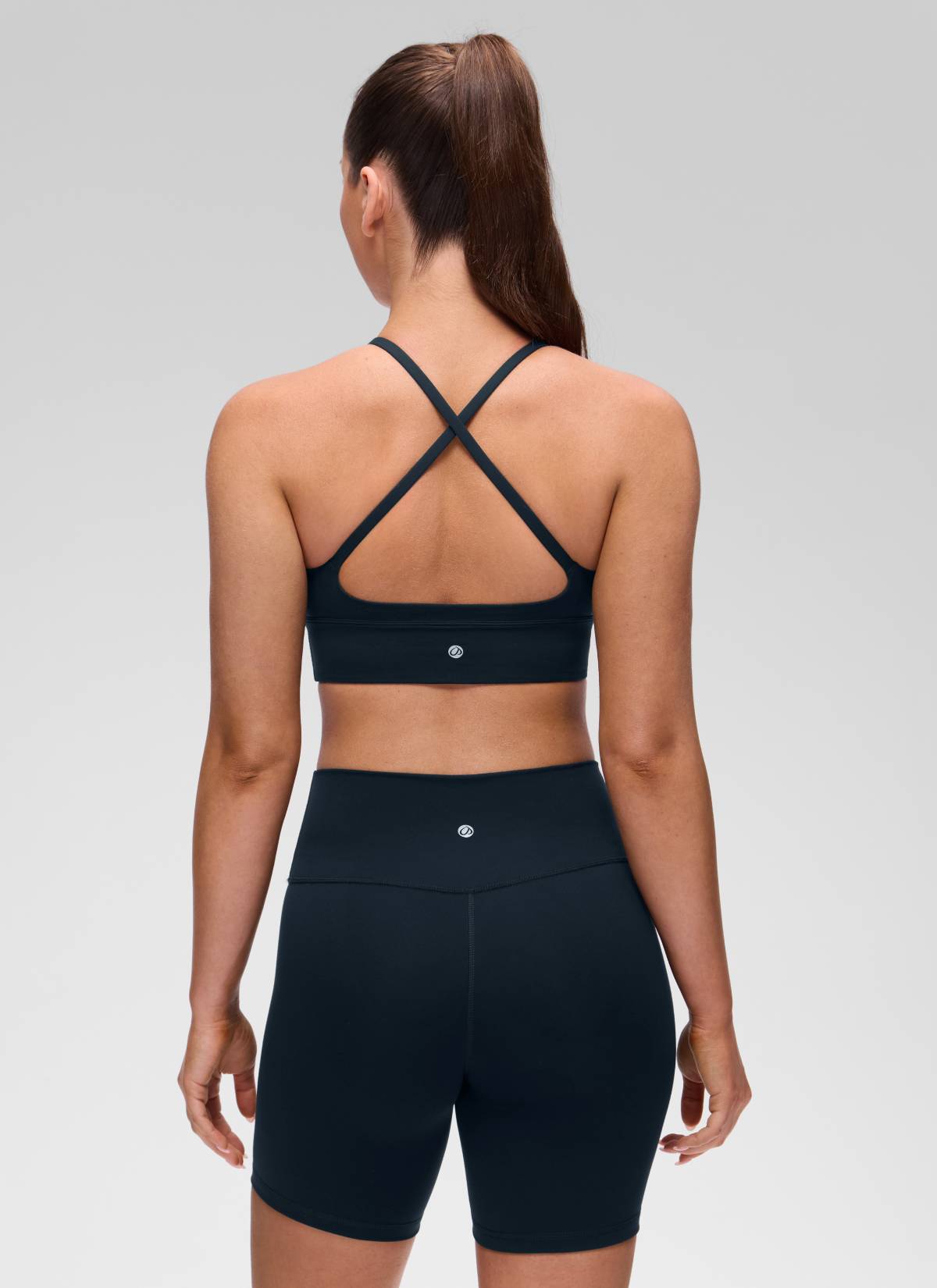 CRZ YOGA Women's Butterluxe Yoga V Neck Cross Back Longline Sports Bra True Navy