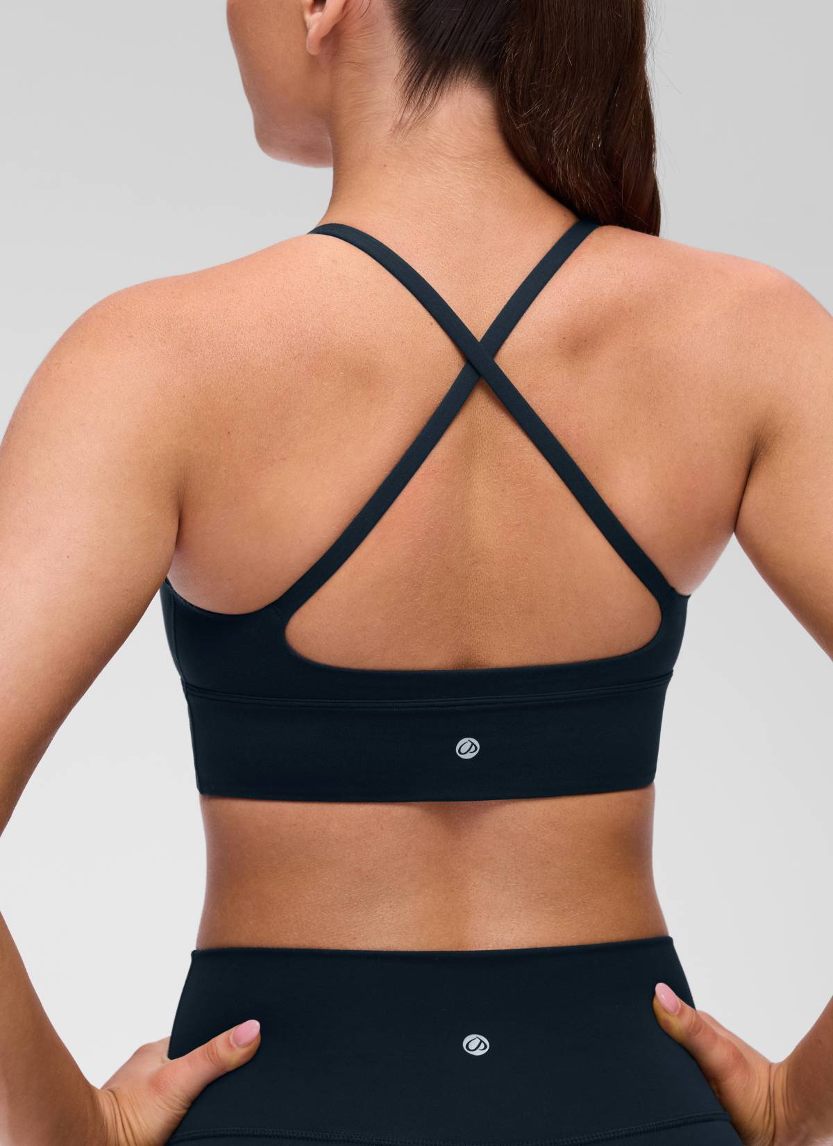 CRZ YOGA Women's Butterluxe Yoga V Neck Cross Back Longline Sports Bra True Navy