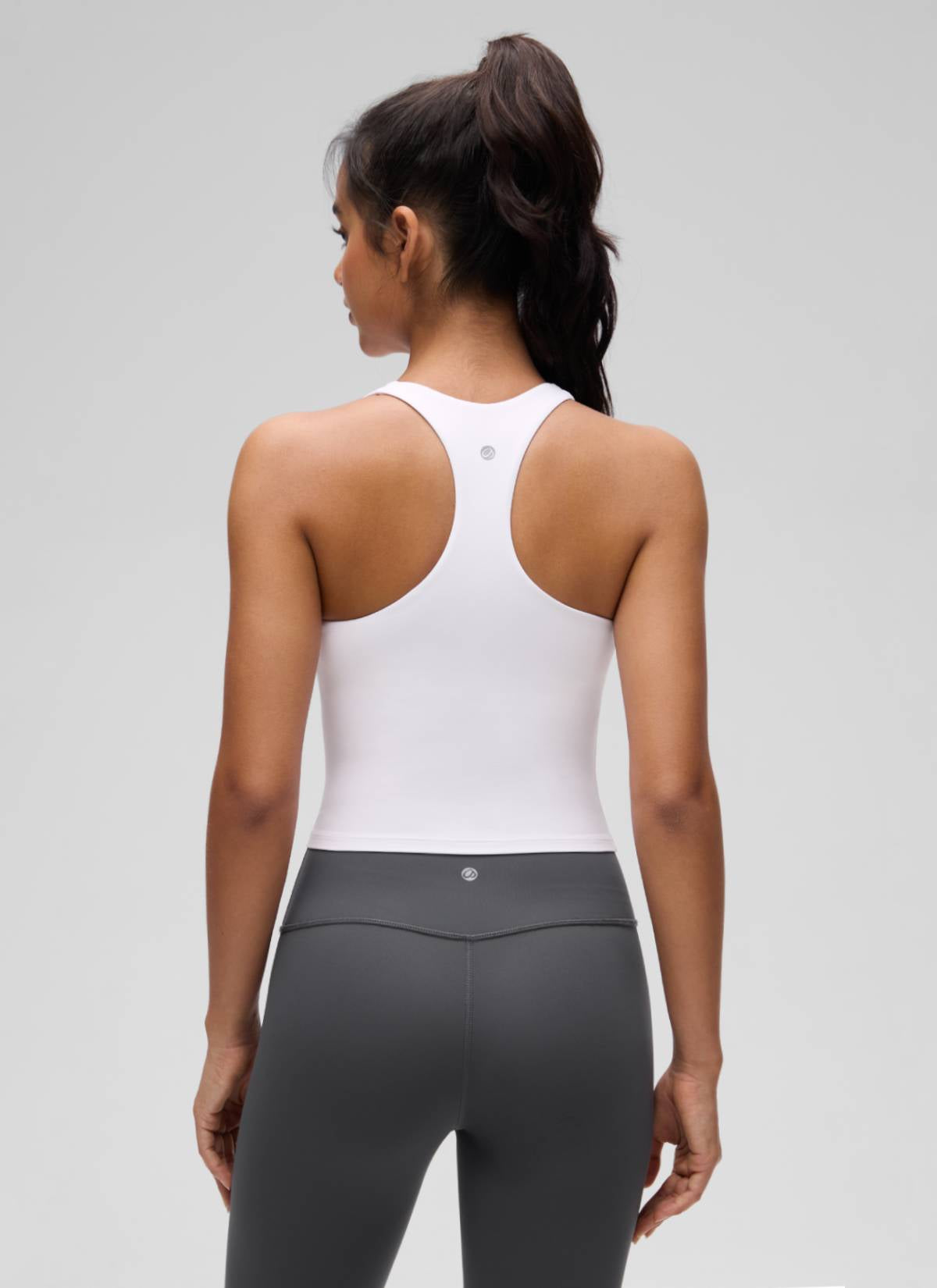 CRZ YOGA Women's Butterluxe Yoga V Neck RacerBack Built in Bra Tank White