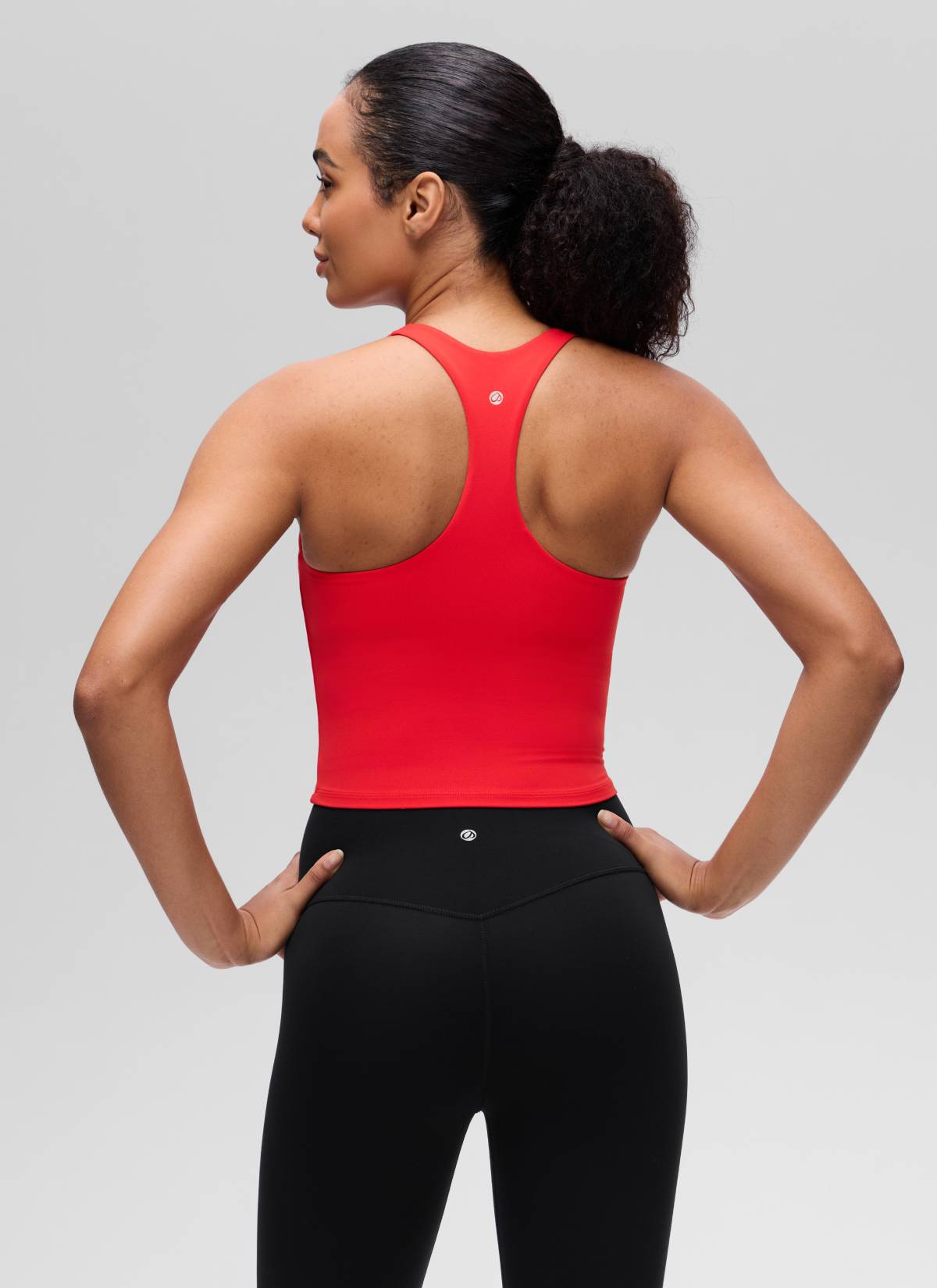 CRZ YOGA Women's Butterluxe Yoga V Neck RacerBack Built in Bra Tank Deep Red