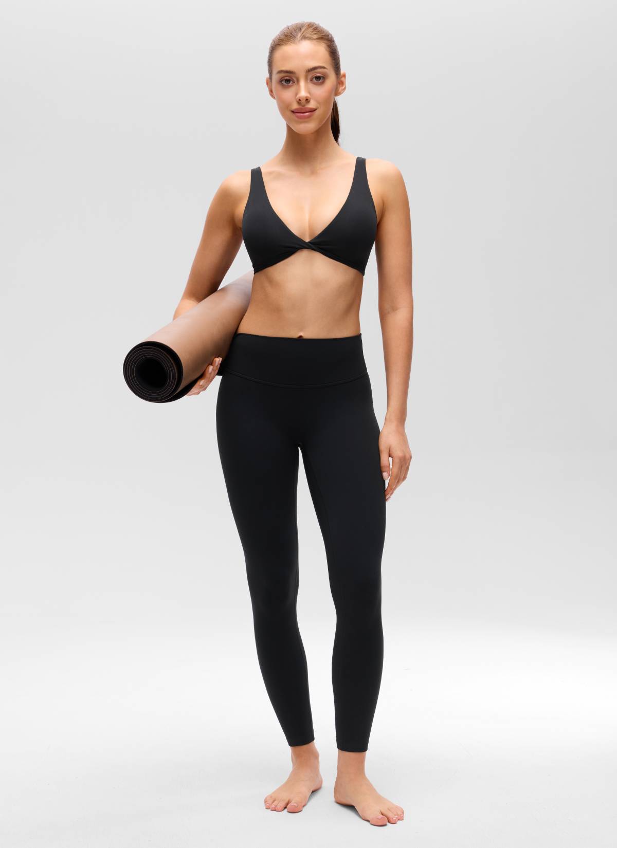 CRZ YOGA Women's Butterluxe Yoga Twist V Neck U Back Sports Bra Black