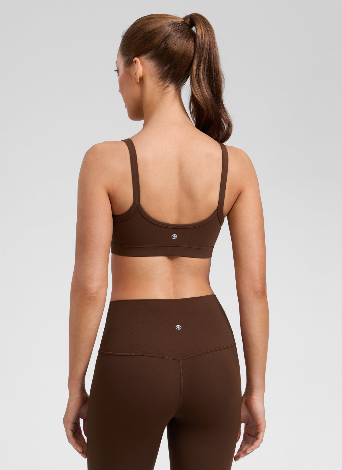 CRZ YOGA Women's Butterlift Workout Scoop Neck Double Lined Sports Bra Lava Brown