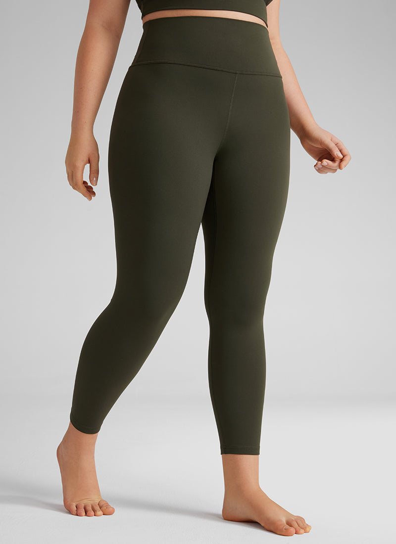CRZ YOGA טייץ יוגה Butterluxe בגזרה גבוהה Yoga Lounge לנשים, 64 ס"מ, ירוק זית