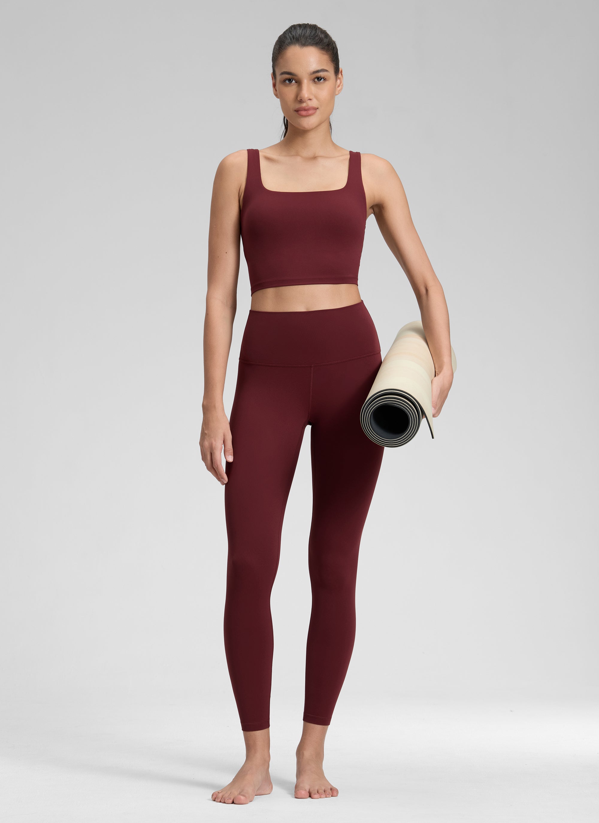 CRZ YOGA טייץ יוגה Butterluxe בגזרה גבוהה Yoga Lounge לנשים, 64 ס"מ, אדום מרלו