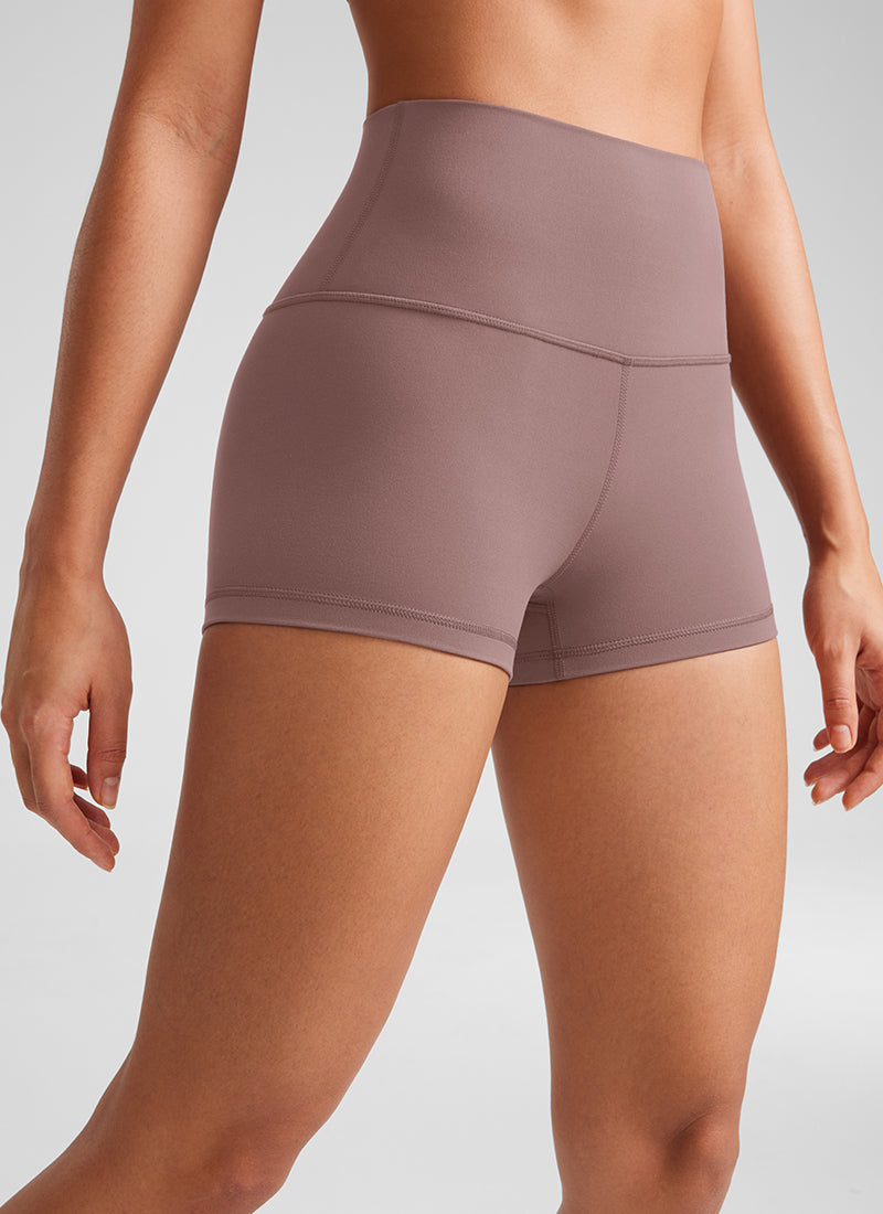 CRZ YOGA Women's Yoga High Rise Booty Butterluxe Biker Shorts 2.5'' Mauve