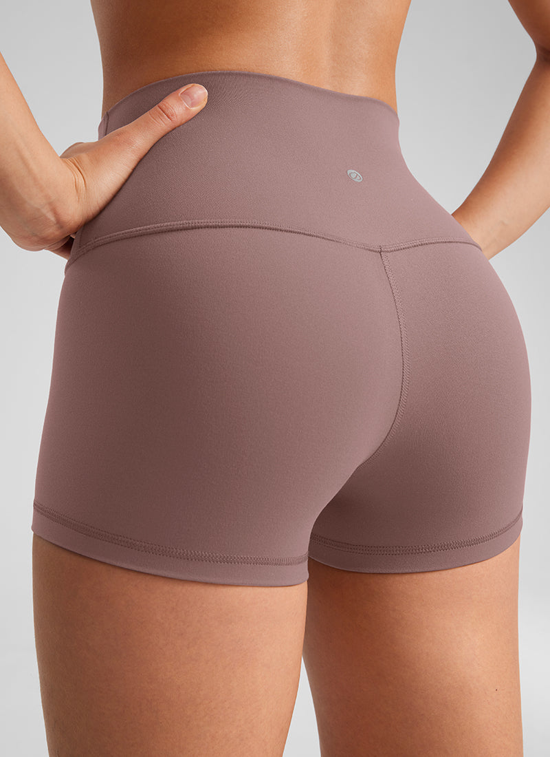 CRZ YOGA Women's Yoga High Rise Booty Butterluxe Biker Shorts 2.5'' Mauve