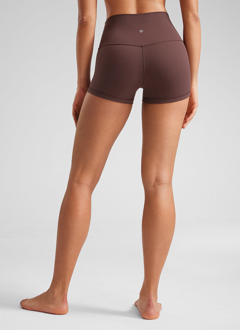 CRZ YOGA Women's Yoga High Rise Booty Butterluxe Biker Shorts 2.5'' Taupe