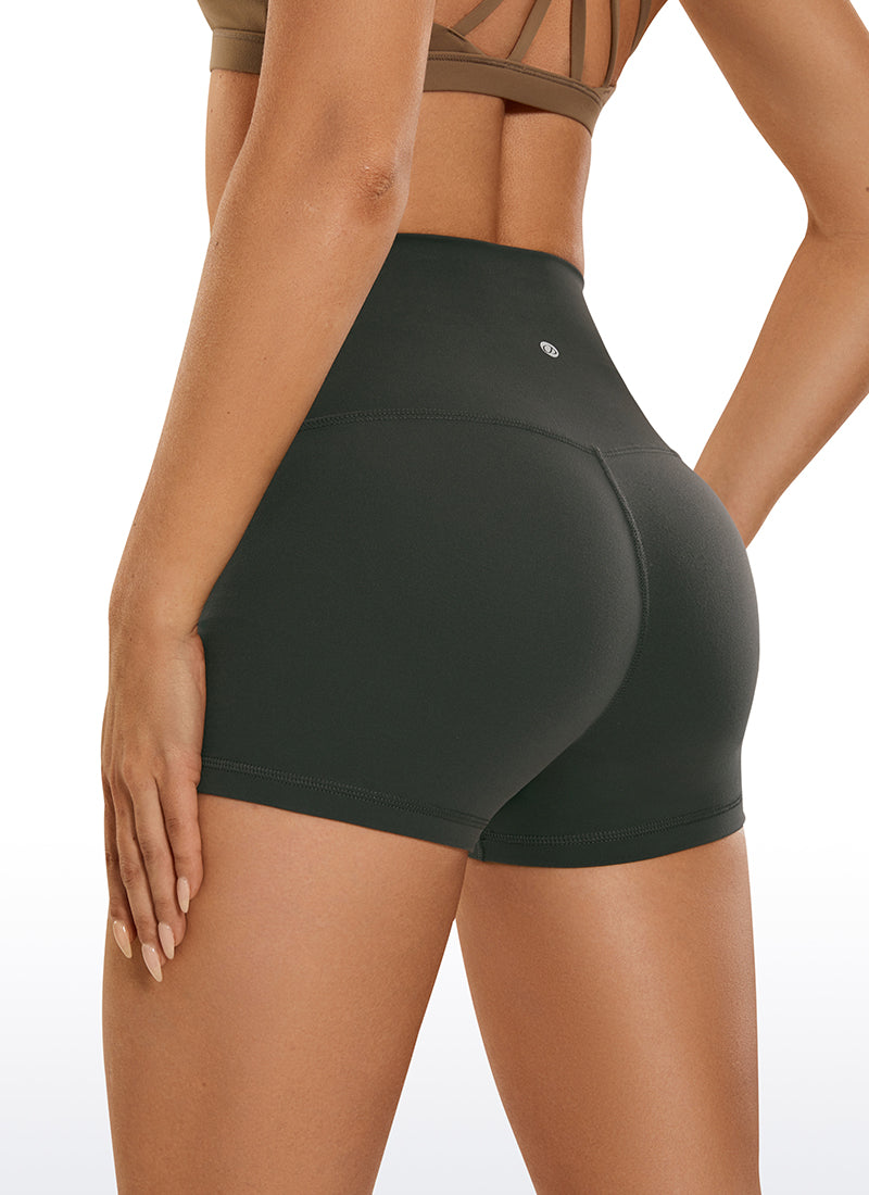 מכנסי בייקר קצרים לנשים של CRZ YOGA ליוגה בגזרה גבוהה מחמיאים לישבן Butterluxe 6 ס"מ אפור זית