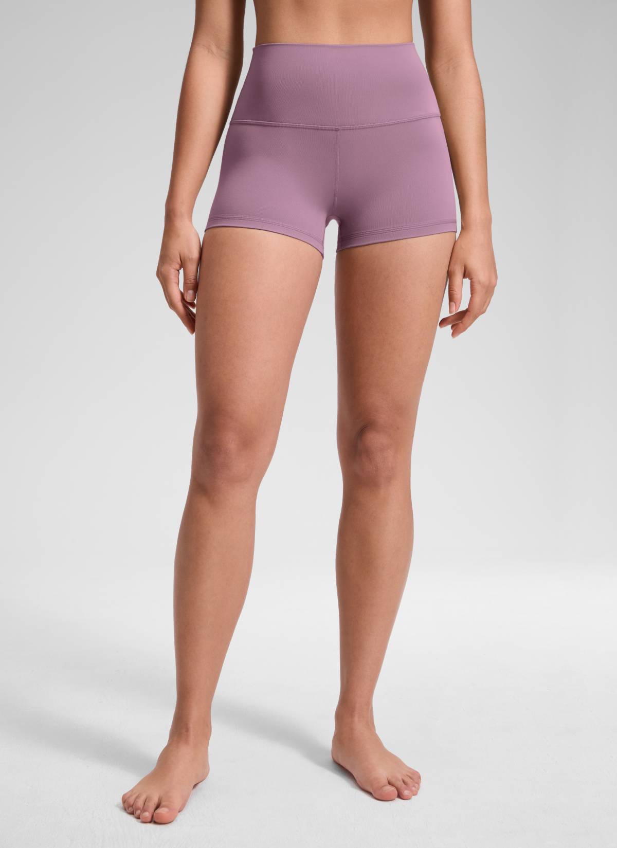 CRZ YOGA Women's Yoga High Rise Booty Butterluxe Biker Shorts 2.5'' Light Lavender