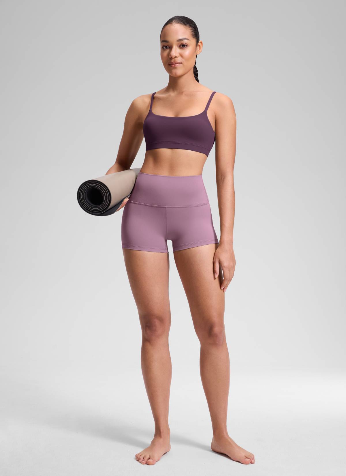 CRZ YOGA Women's Yoga High Rise Booty Butterluxe Biker Shorts 2.5'' Light Lavender