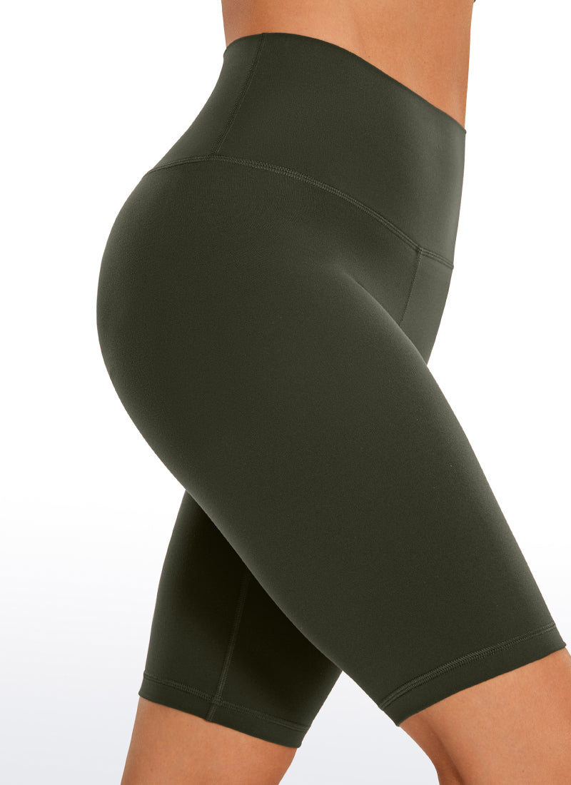 CRZ YOGA – מכנסי יוגה קצרים לנשים עם מותן גבוהה Butterluxe 10 אינץ', בצבע ירוק זית