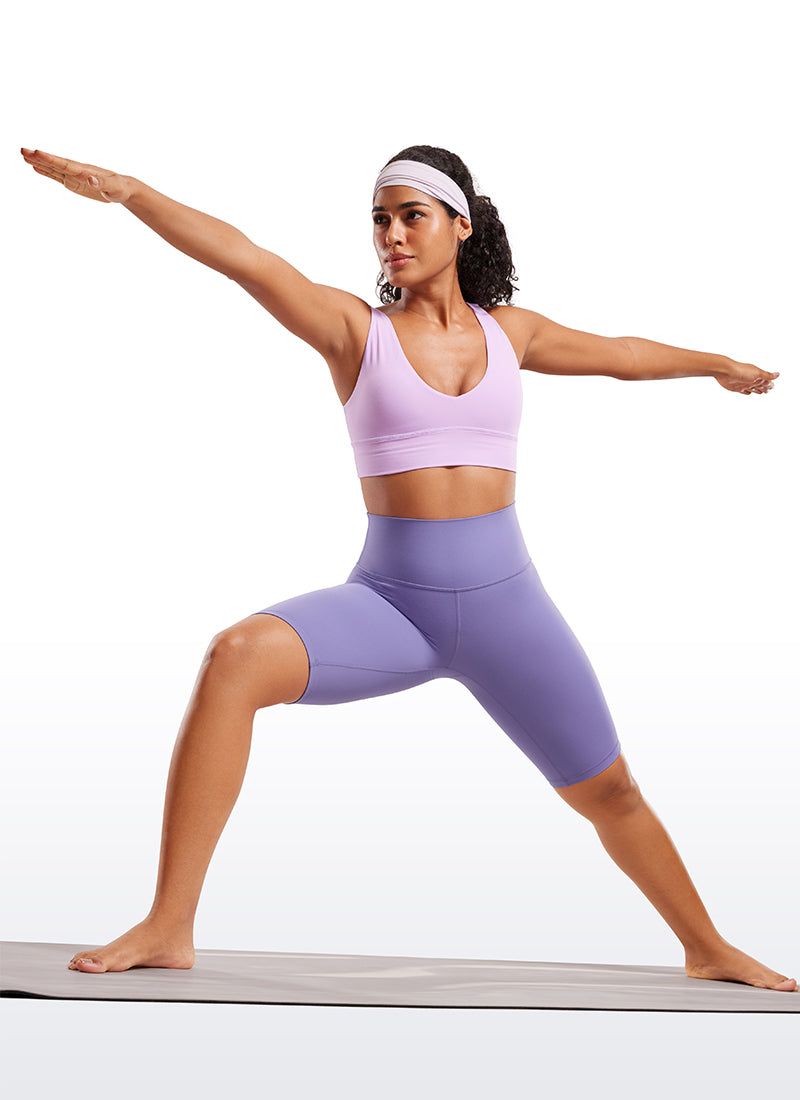 CRZ YOGA – מכנסי יוגה Butterluxe לנשים, בגזרה גבוהה, Butterluxe , בסגנון אופנוענים, Butterluxe 10 אינץ', בצבע סגול לבנדר כהה