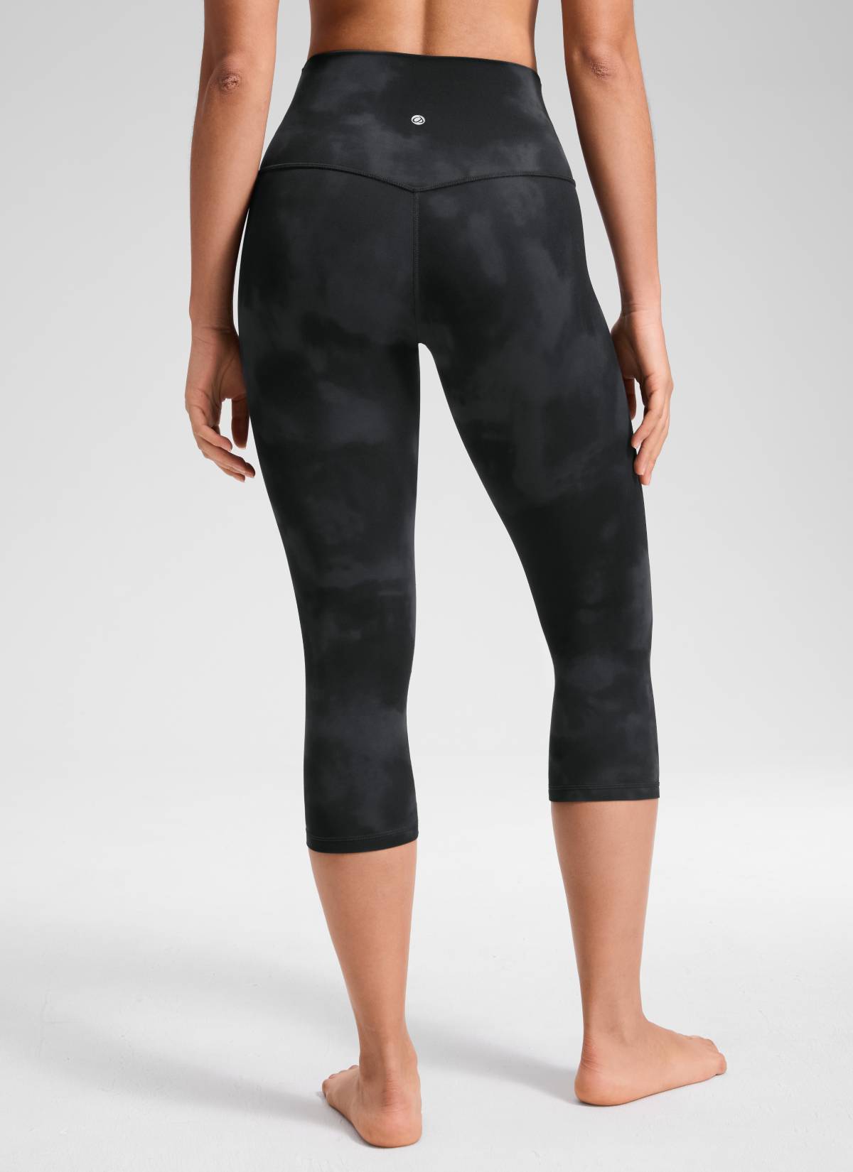 CRZ YOGA Women's Yoga Lounge High Rise Butterluxe Yoga Leggings 19'' Black Tie Dye Flowers