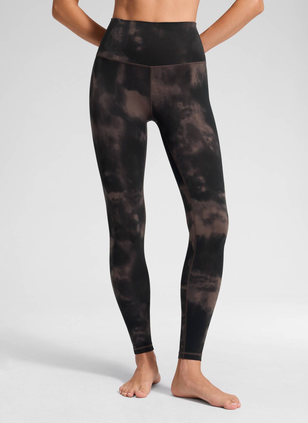 CRZ YOGA Women's Yoga Lounge High Rise Butterluxe Yoga Leggings 28'' Taupe Tie Dye Flowers