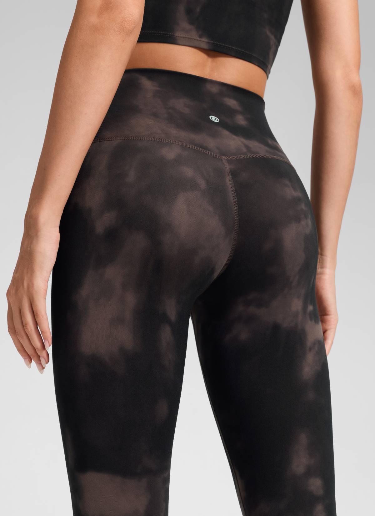 CRZ YOGA Women's Yoga Lounge High Rise Butterluxe Yoga Leggings 28'' Taupe Tie Dye Flowers