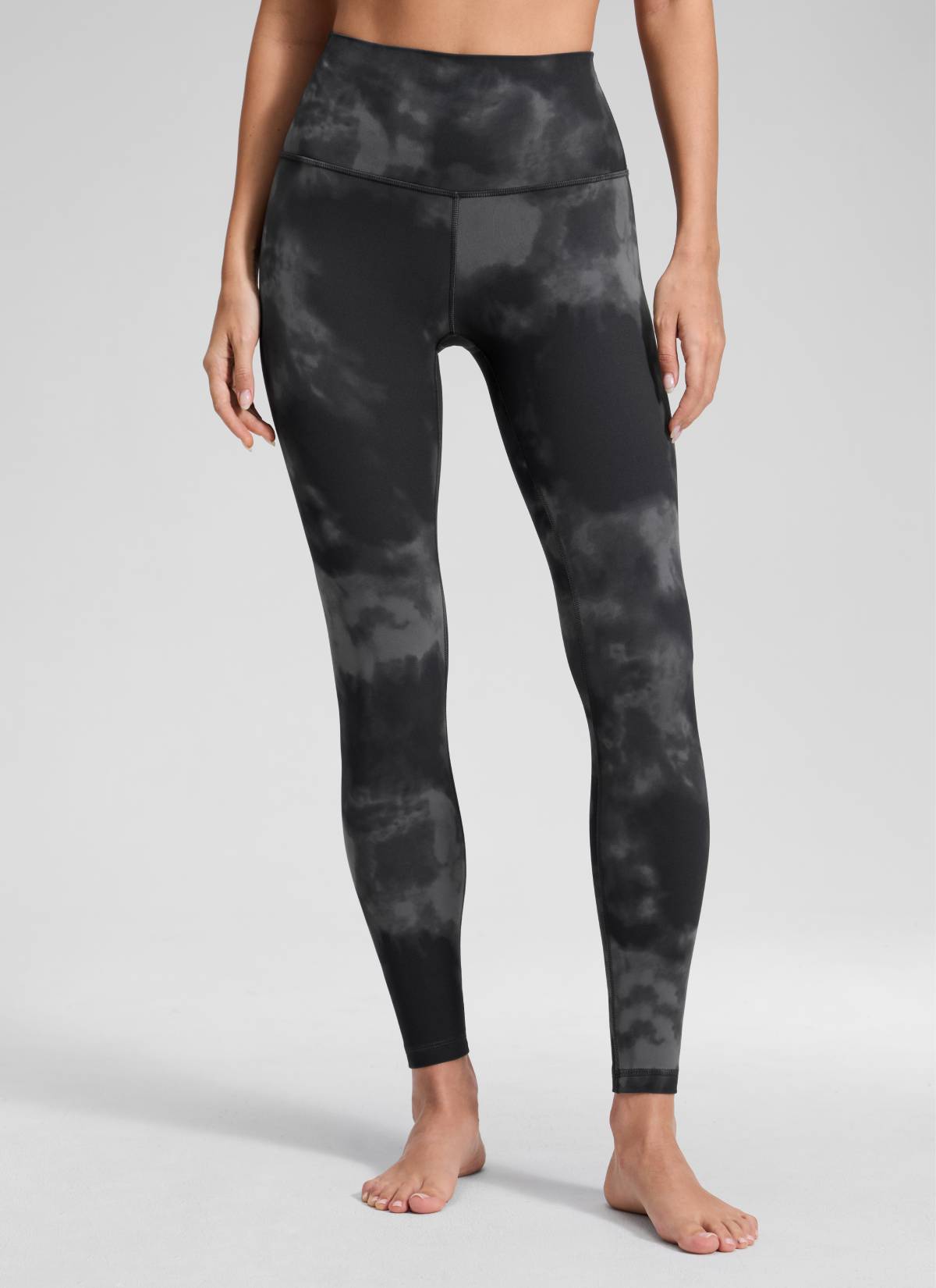 CRZ YOGA Women's Yoga Lounge High Rise Butterluxe Yoga Leggings 28'' Grey Tie Dye Flowers