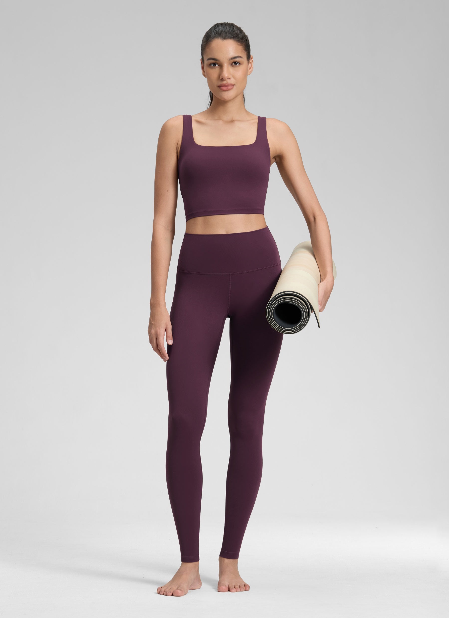 CRZ YOGA – טייץ יוגה לנשים בסגנון "יוגה לאונג'", גזרה גבוהה, Butterluxe , אורך 30 אינץ', סגול עמוק