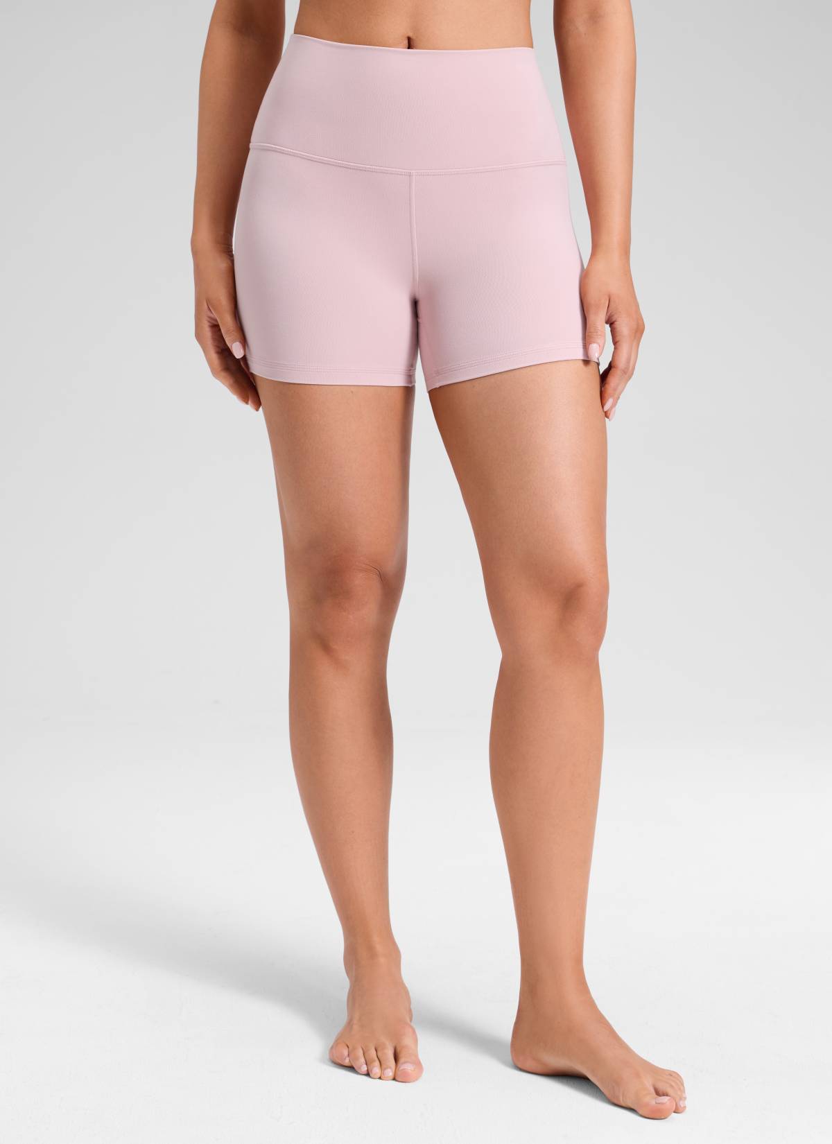 CRZ YOGA Women's Yoga High Rise Biker Shorts Butterluxe Shorts 4'' Pink Haze