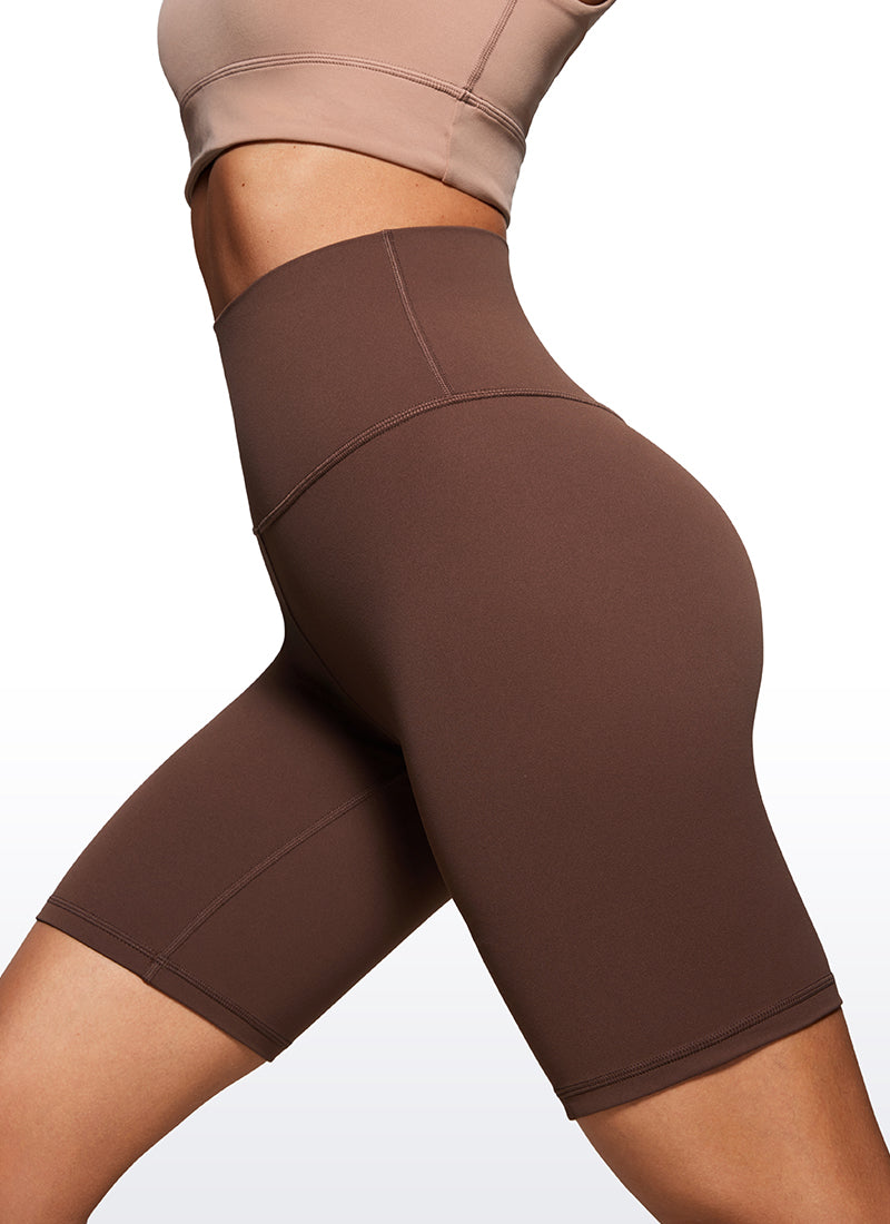 CRZ YOGA – מכנסי יוגה קצרים לנשים עם מותן גבוהה Butterluxe 8 אינץ', בצבע חום קפה