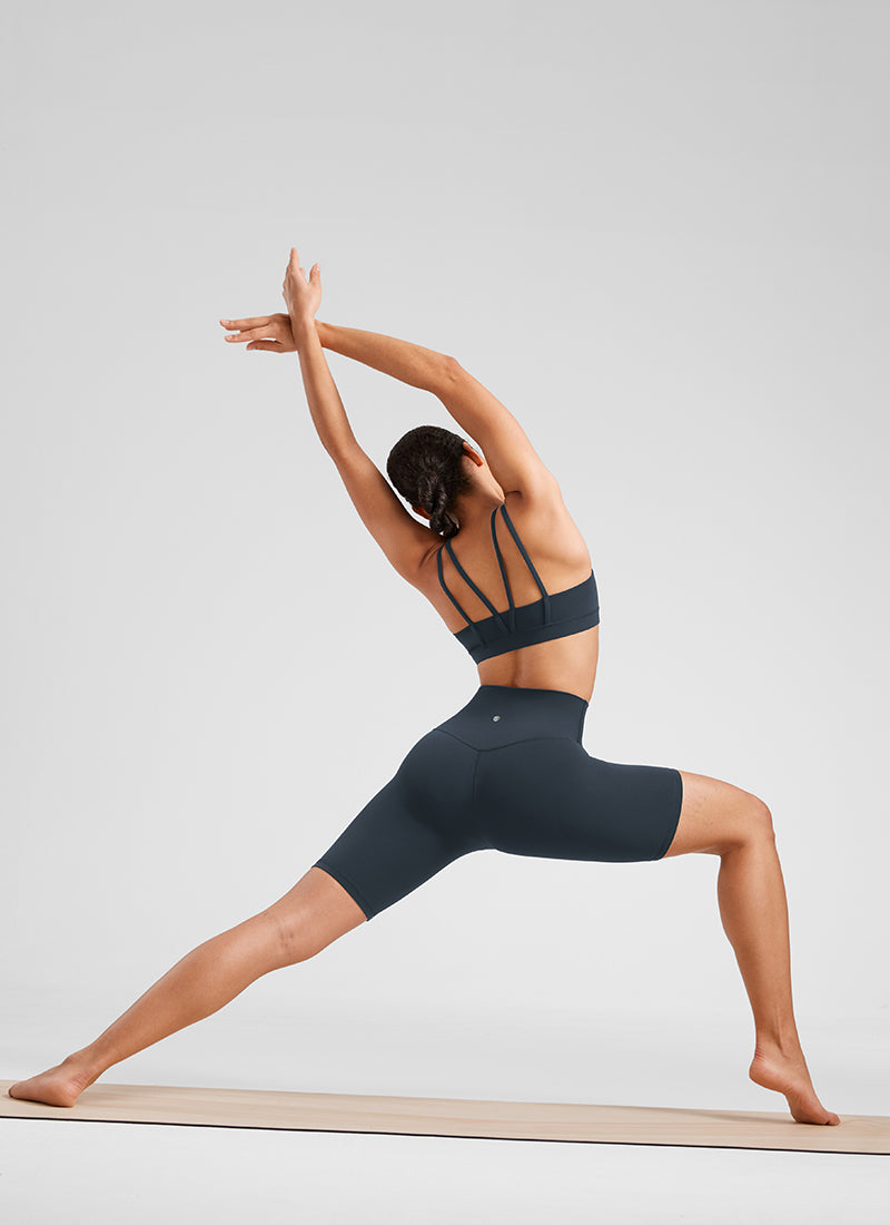 CRZ YOGA – מכנסי יוגה Butterluxe לנשים עם מותן גבוהה Butterluxe , בסגנון אופנוענים, Butterluxe 8 אינץ', בצבע כחול כהה אמיתי