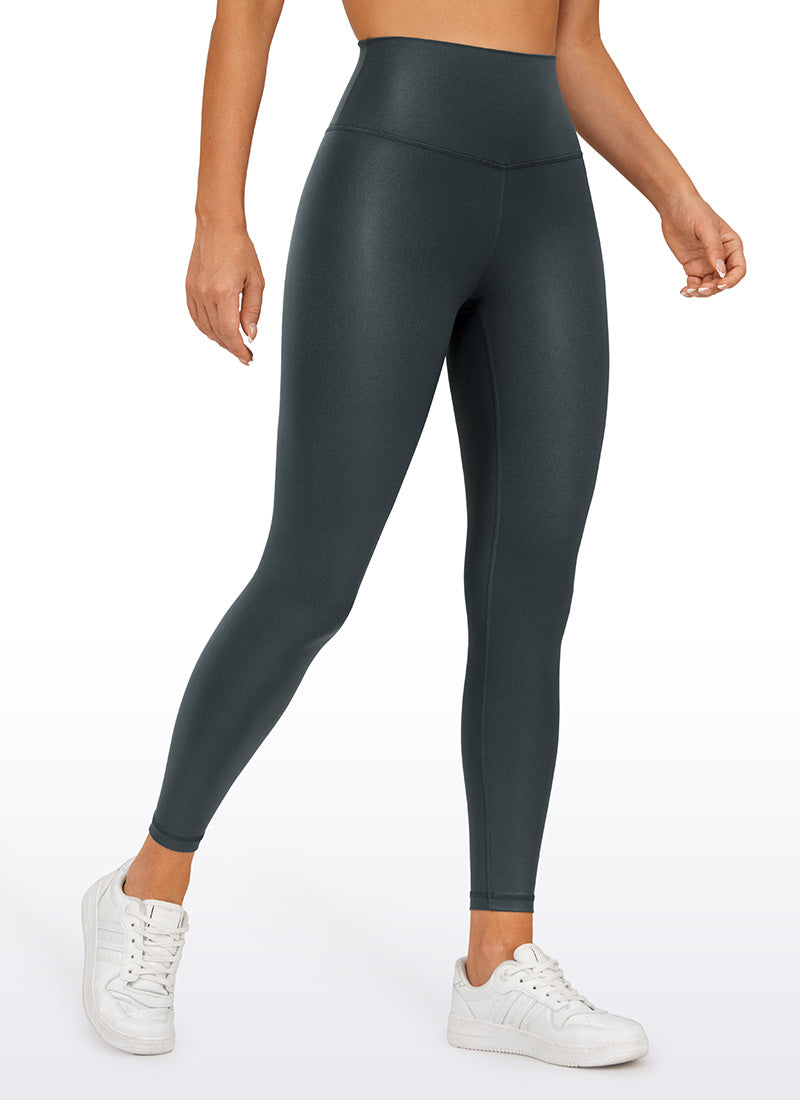 CRZ YOGA Women Butterluxe Matte Faux Leather Leggings 25'' Melanite Classic