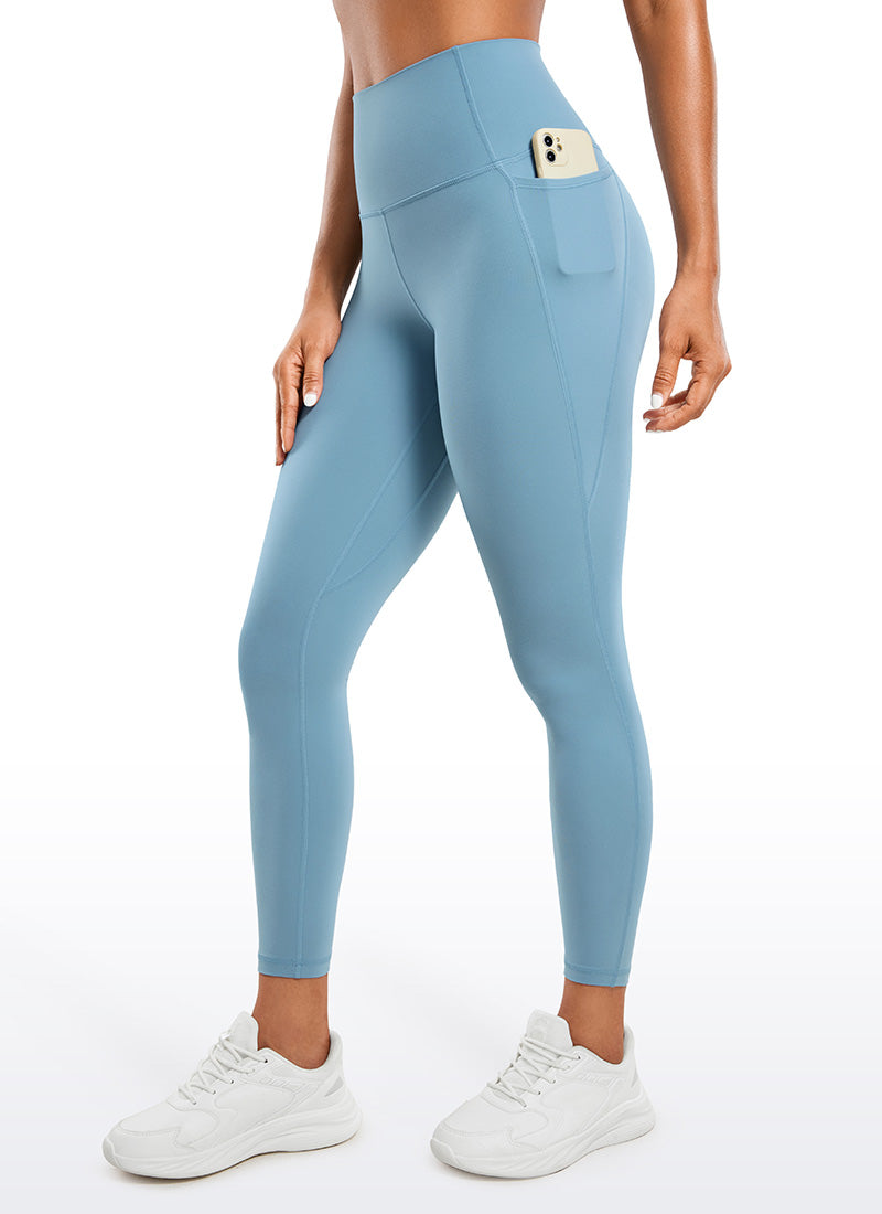 CRZ YOGA Women's Yoga Lounge High Rise Butterluxe Pocket Leggings 25'' Pure Blue