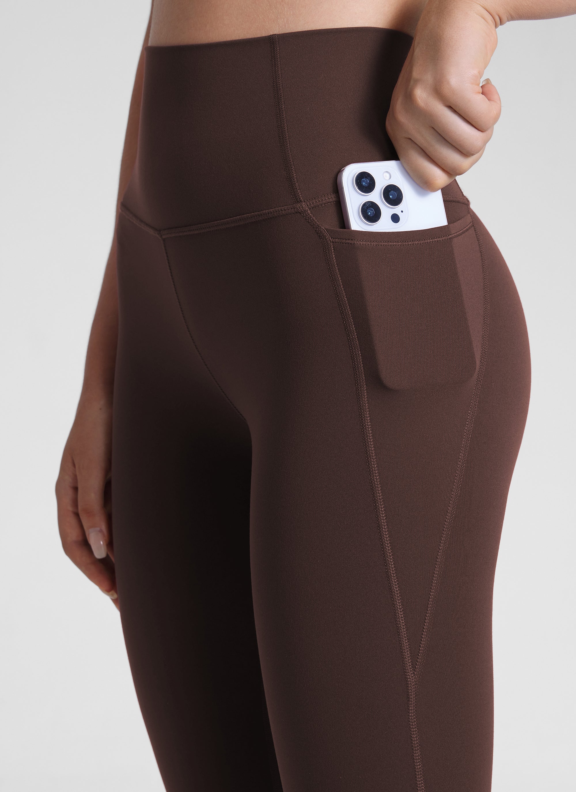 CRZ YOGA Women's Yoga Lounge High Rise Butterluxe Pocket Leggings 25'' Hot Fudge Brown