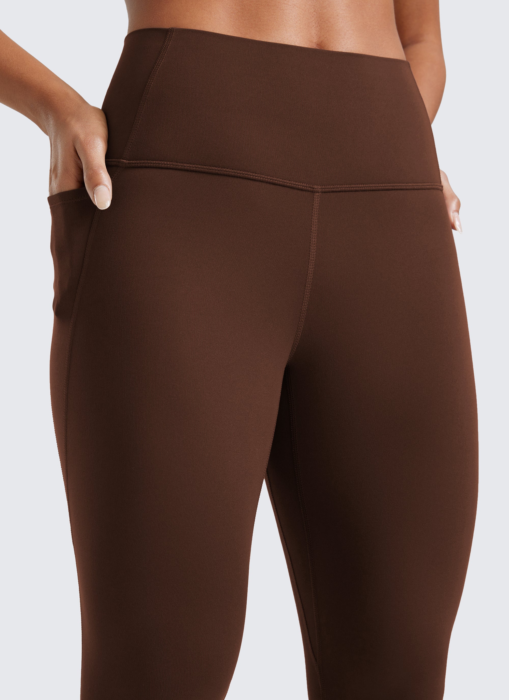 CRZ YOGA – טייץ יוגה לנשים בסגנון "יוגה לאונג'", גזרה גבוהה, Butterluxe , אורך 25 אינץ', צבע חום לבה