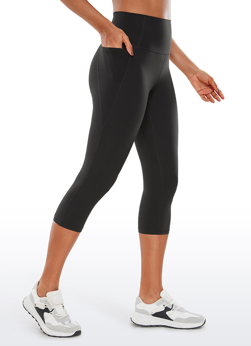 CRZ YOGA Womens Butterluxe High Waist Pockets Capri Leggings 19'' Black