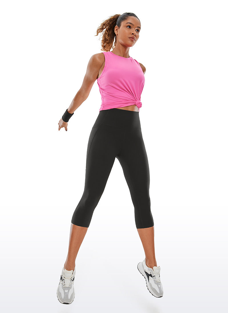 CRZ YOGA Womens Butterluxe High Waist Pockets Capri Leggings 19'' Black