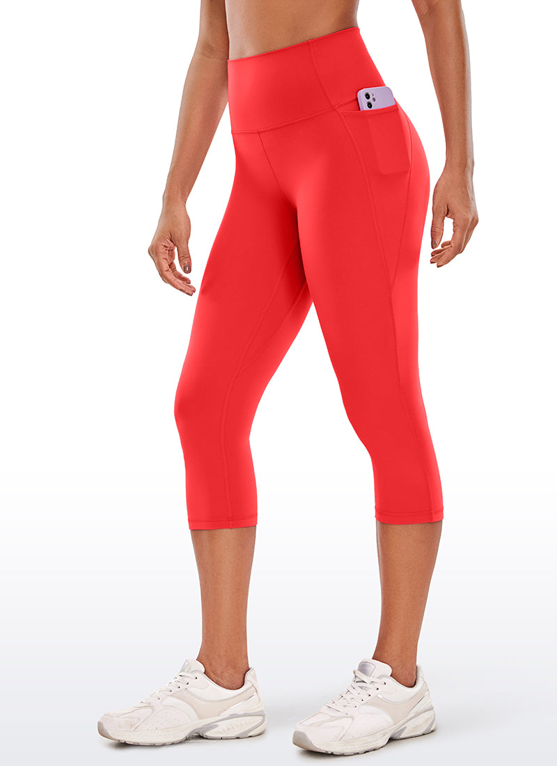 CRZ YOGA Womens Butterluxe High Waist Pockets Capri Leggings 19'' Deep Red