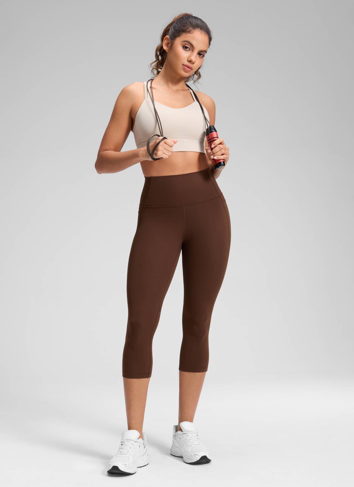 CRZ YOGA Womens Butterluxe High Waist Pockets Capri Leggings 19'' Lava Brown