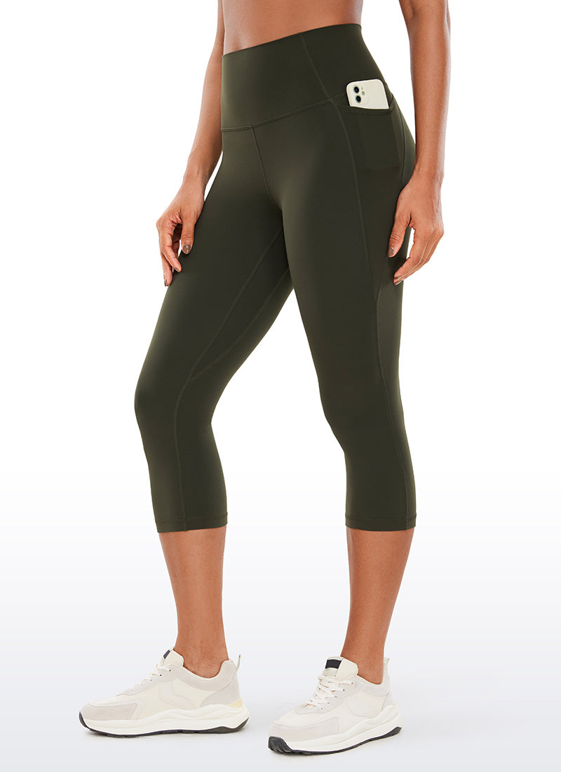 CRZ YOGA Womens Butterluxe High Waist Pockets Capri Leggings 19'' Olive Green