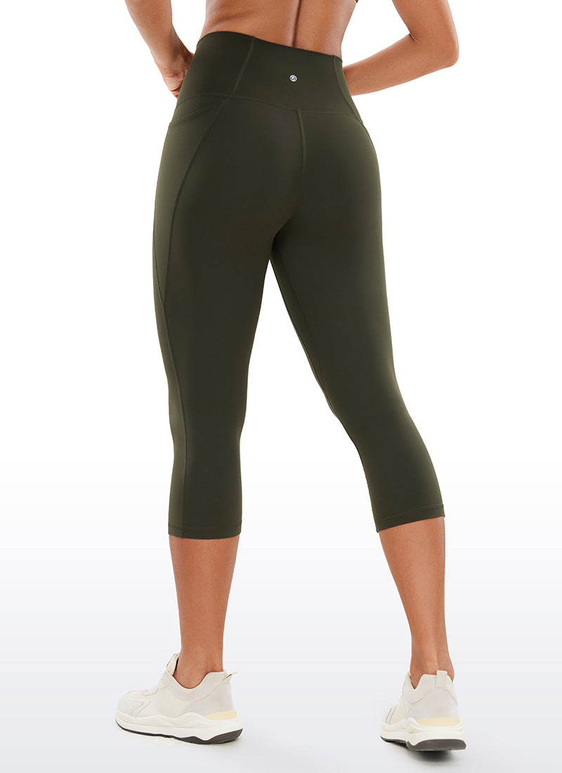 CRZ YOGA Womens Butterluxe High Waist Pockets Capri Leggings 19'' Olive Green