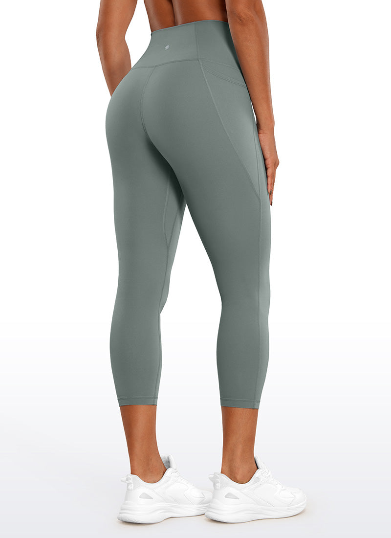 CRZ YOGA Womens Butterluxe High Waist Pockets Capri Leggings 23'' Grey Sage