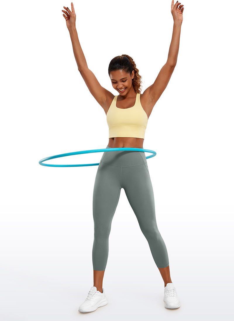 CRZ YOGA Womens Butterluxe High Waist Pockets Capri Leggings 23'' Grey Sage