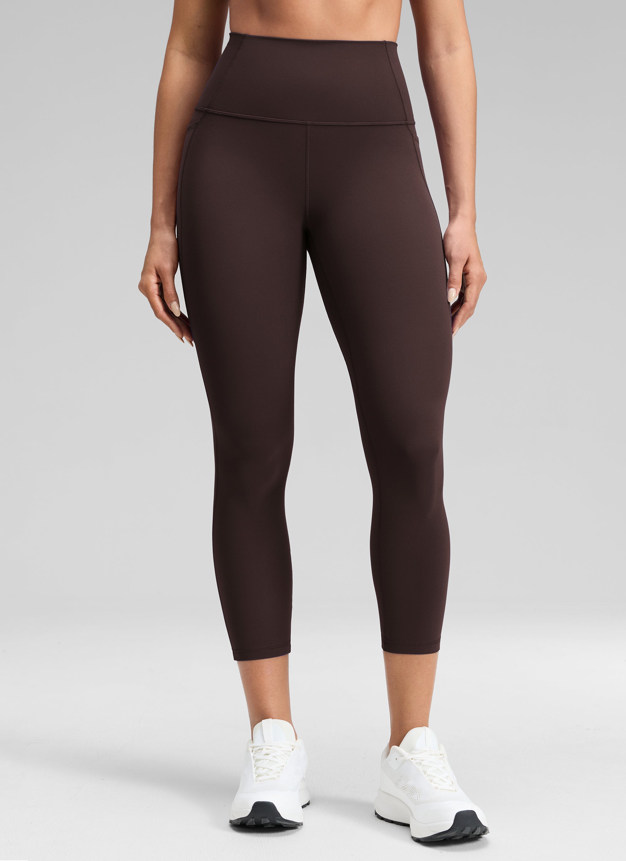 CRZ YOGA Womens Butterluxe High Waist Pockets Capri Leggings 23'' Hot Fudge Brown