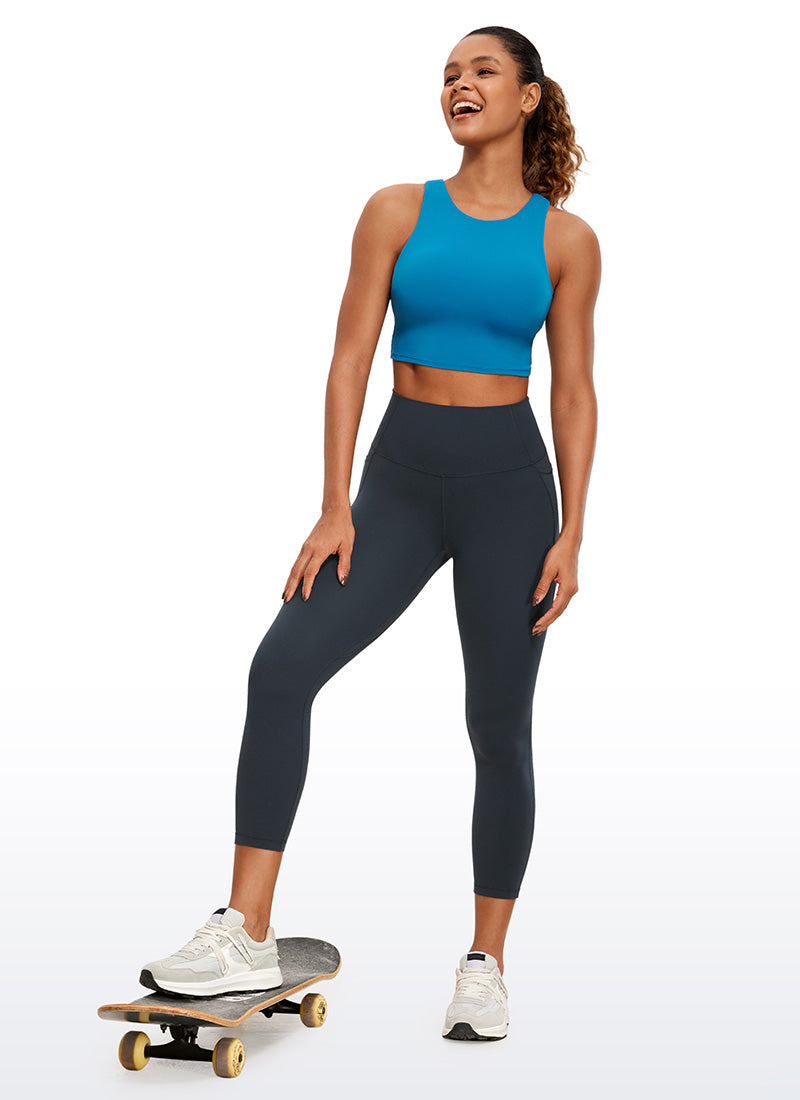 CRZ YOGA Womens Butterluxe High Waist Pockets Capri Leggings 23'' True Navy