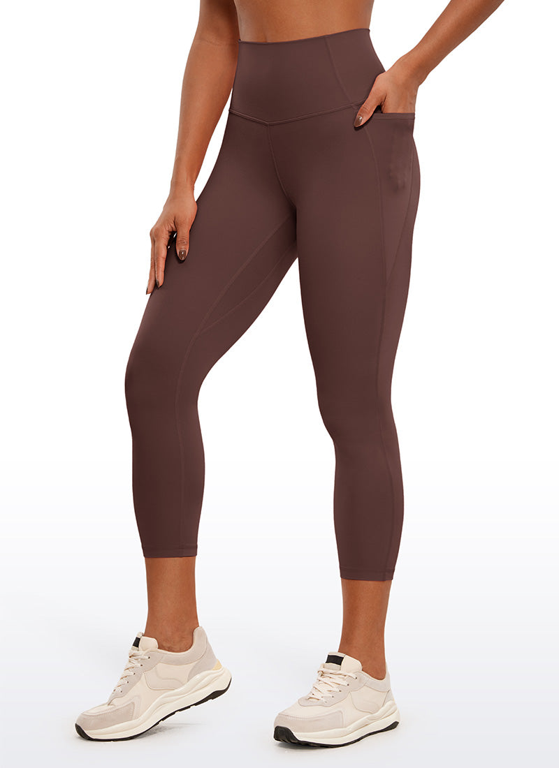 CRZ YOGA – טייץ קפרי לנשים עם כיסים ומותניים Butterluxe , 23 אינץ', צבע טאופ