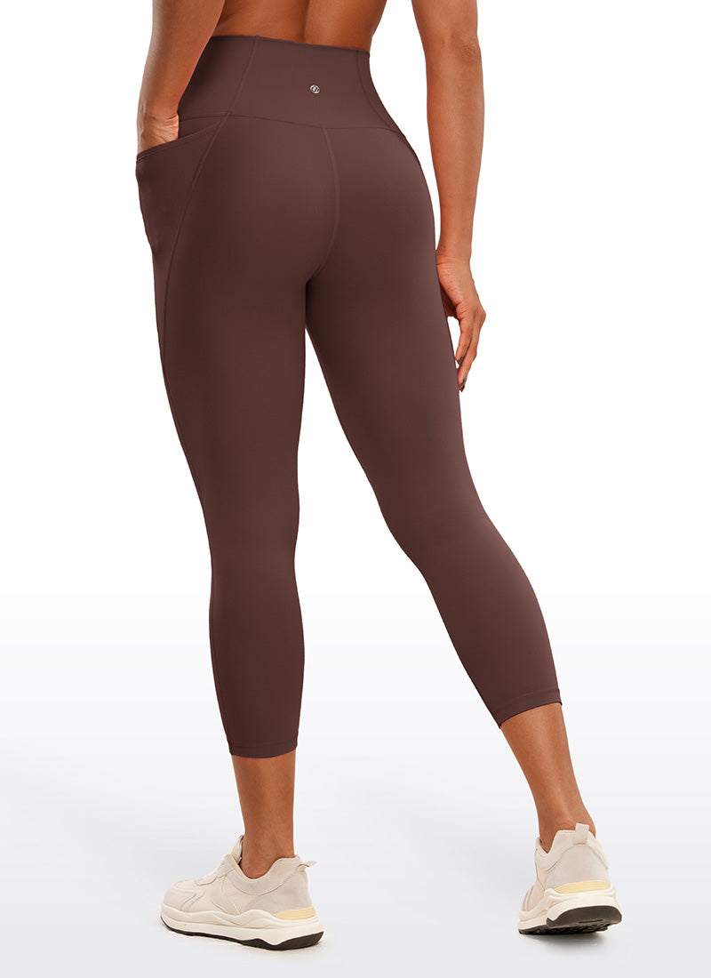 CRZ YOGA – טייץ קפרי לנשים עם כיסים ומותניים Butterluxe , 23 אינץ', צבע טאופ