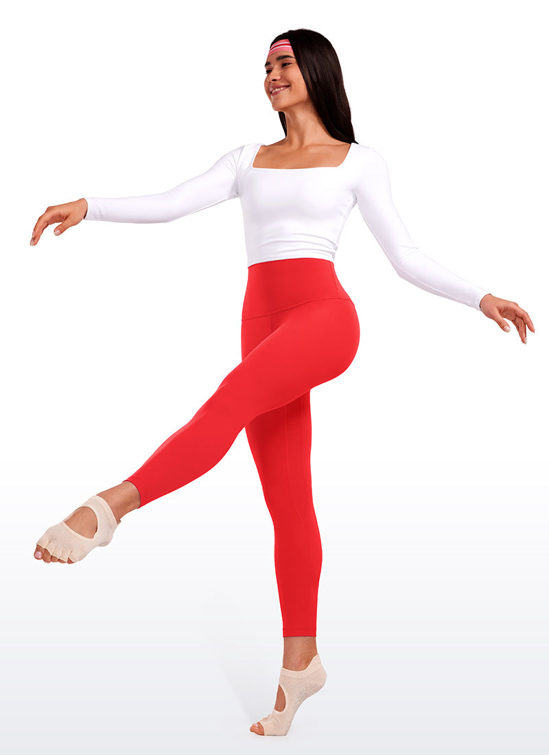 CRZ YOGA – טייץ Butterluxe לנשים בסגנון "Lounge" עם מותניים גבוהים במיוחד Butterluxe , באורך 25 אינץ', בצבע אדום עמוק