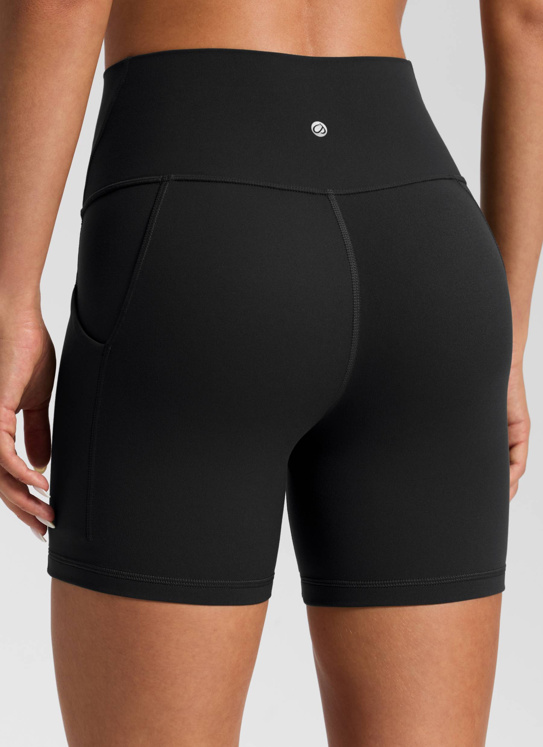 CRZ YOGA Women's Yoga High Rise Biker Butterluxe Pockets Shorts 5'' Black