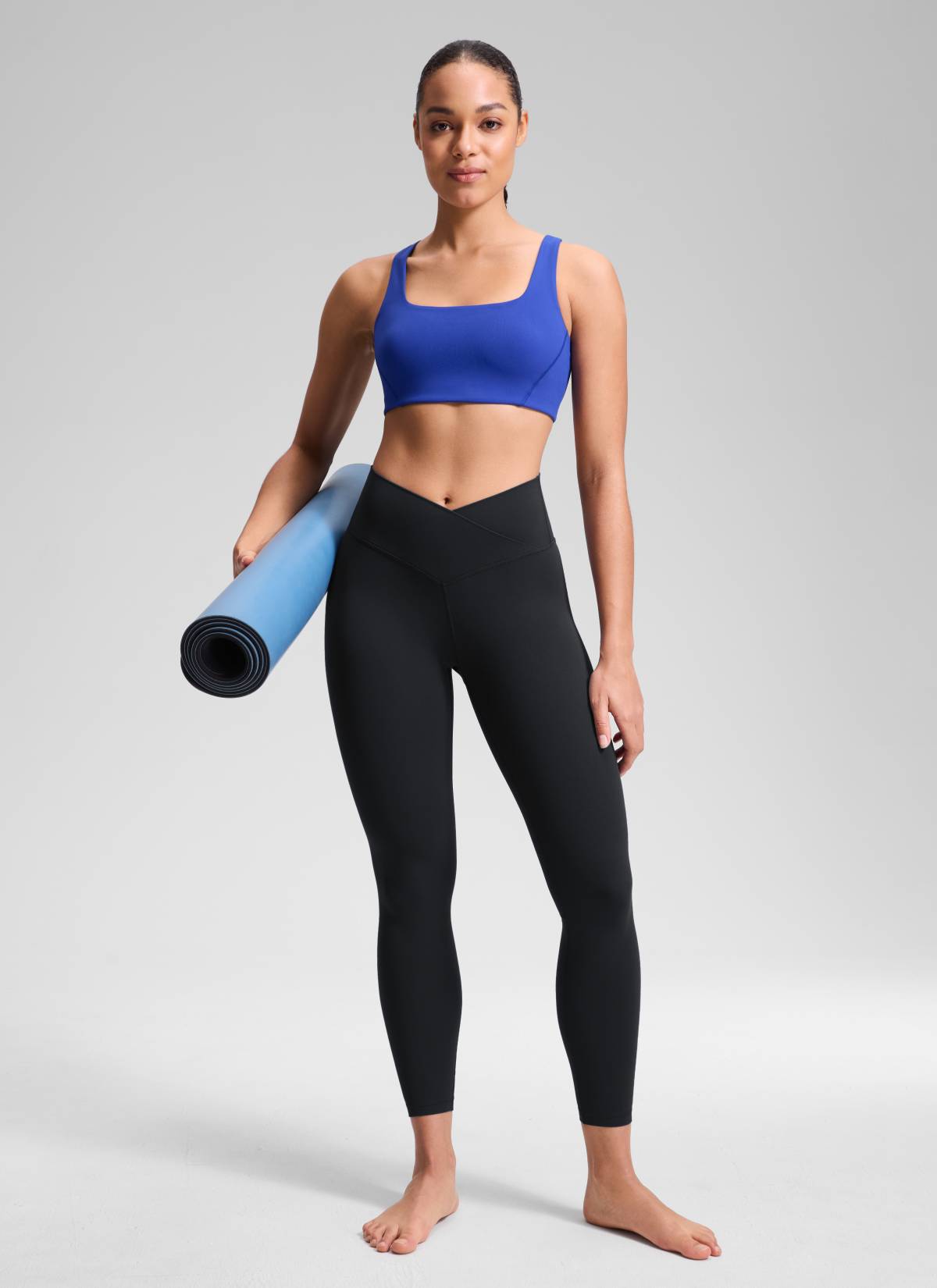 CRZ YOGA Women's High Rise Butterluxe Yoga Leggings 25'' V Cross Waist Black