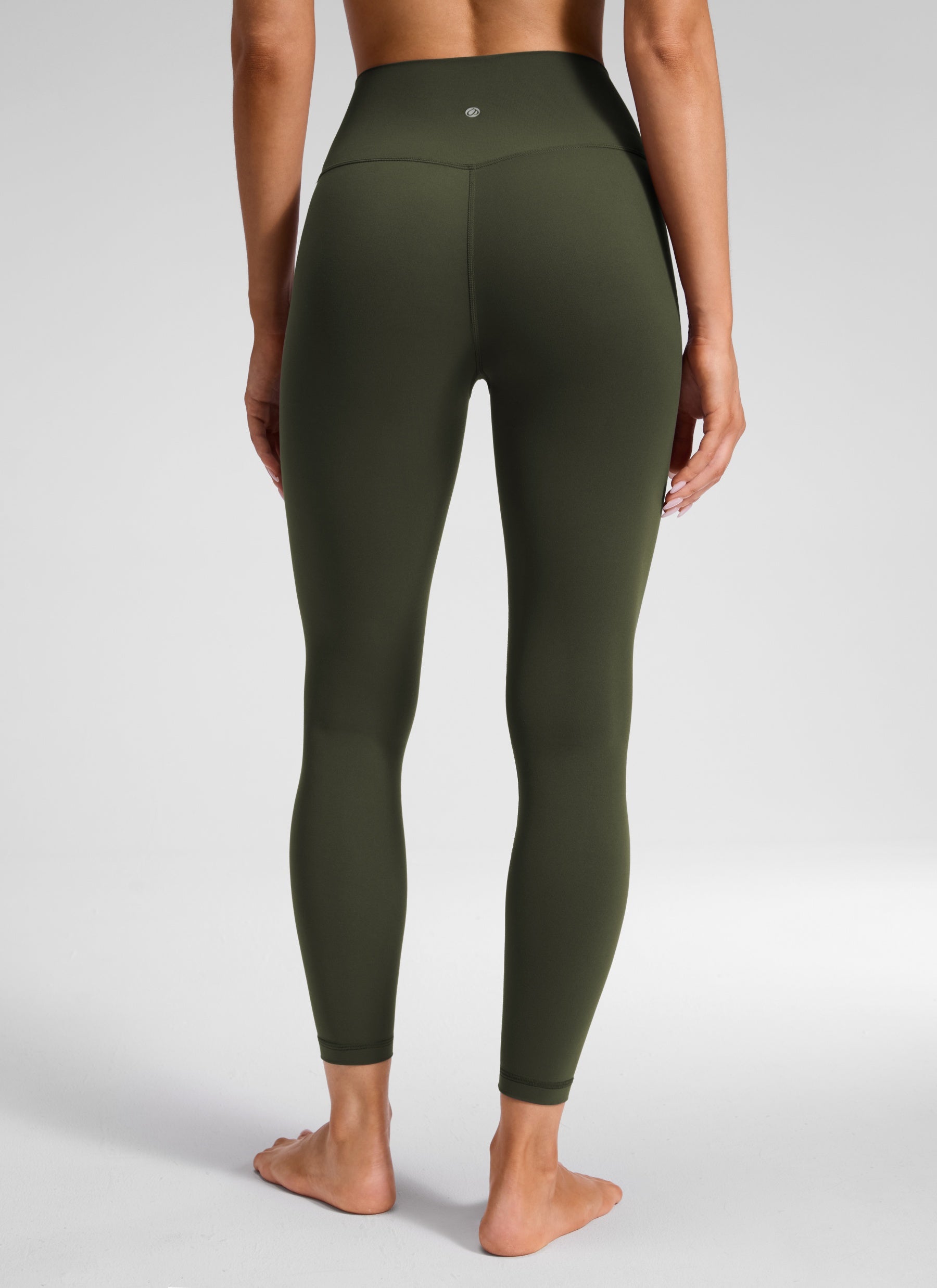 CRZ YOGA Women's High Rise Butterluxe Yoga Leggings 25'' V Cross Waist Olive Green